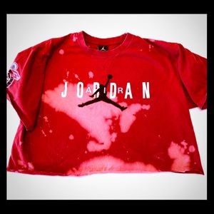 Red destroyed Jordan crop top.